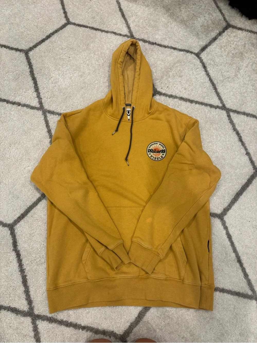 VISSLA Men’s Mustard Yellow Zip-Up Hoodie with Back Graphic